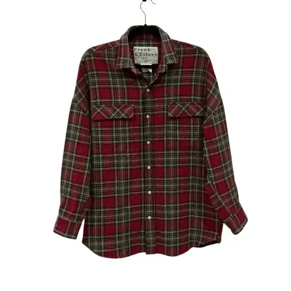 Frank & Eileen McLoghlin Utility Jacket Red Black Textured Flannel Size XS Small - Picture 6 of 14